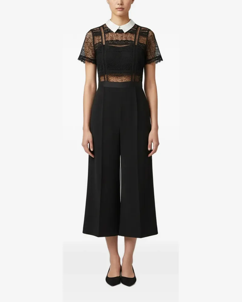 Self-Portrait lace-panelled jumpsuit - Schwarz Schwarz