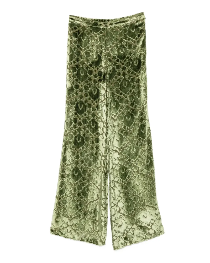 forte_forte Ausgestellte Hose mit Damaszener-Muster - Grün Grün
