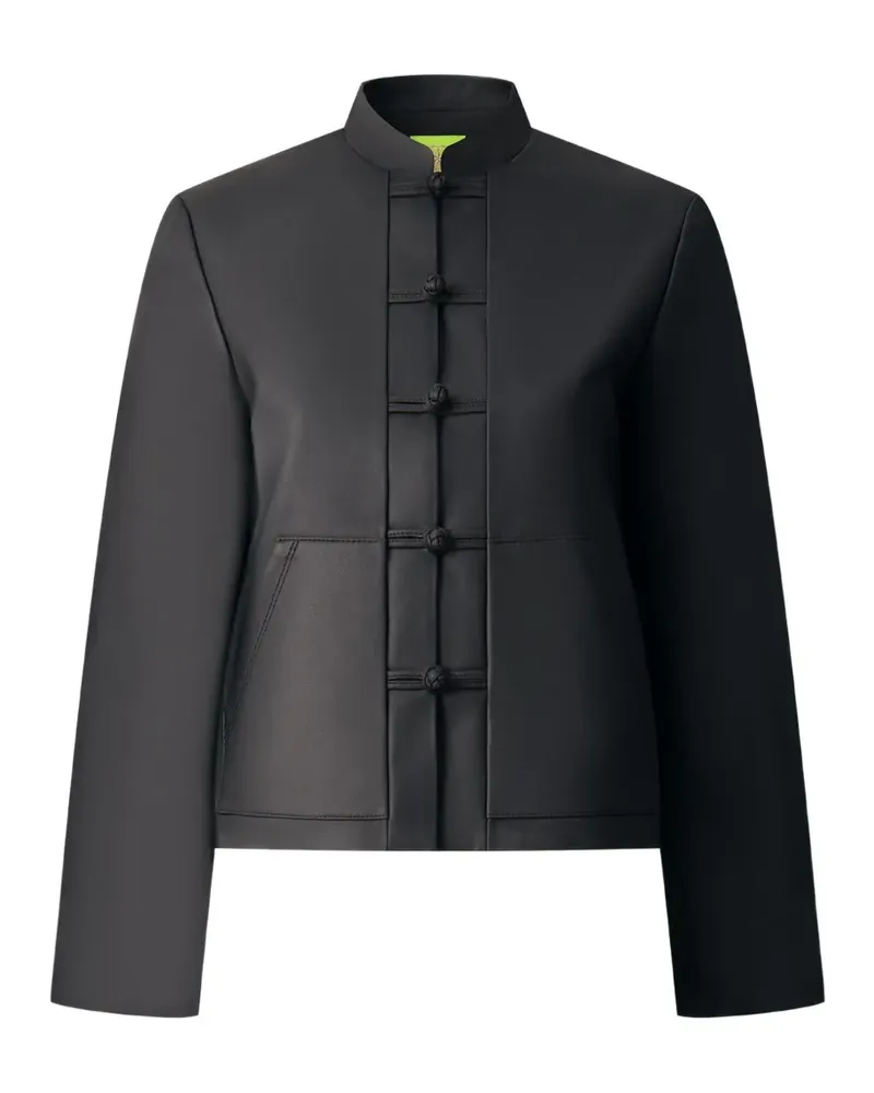 Shanghai Tang Lederjacke mit Knöpfen - Schwarz Schwarz