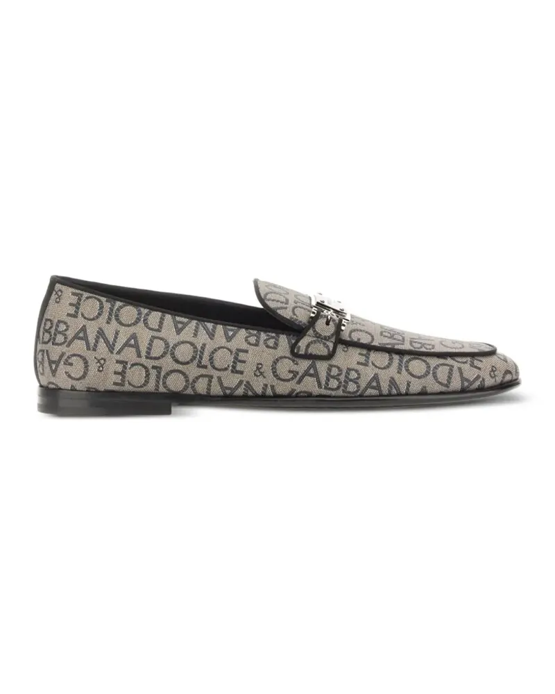 Dolce & Gabbana Loafer aus Logo-Jacquard mit Schilddetail - Nude Nude