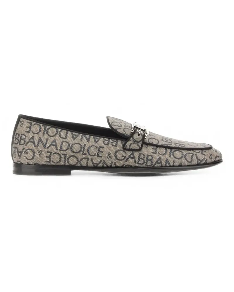 Dolce & Gabbana Loafer aus Logo-Jacquard mit Schilddetail - Nude Nude