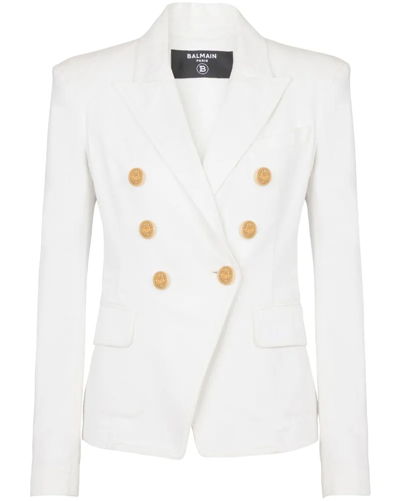 Balmain Doppelreihiger 6-Button Blazer - Weiß Weiß