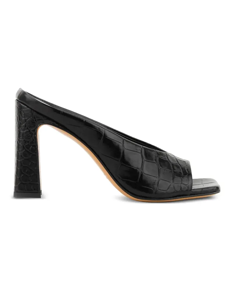 Paul Warmer Livia Mules aus Leder mit Kroko-Effekt - Schwarz Schwarz