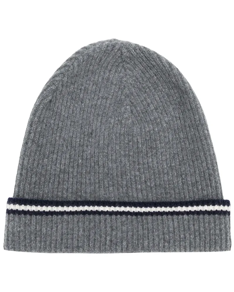 Bally Beanie mit Streifen - Grau Grau