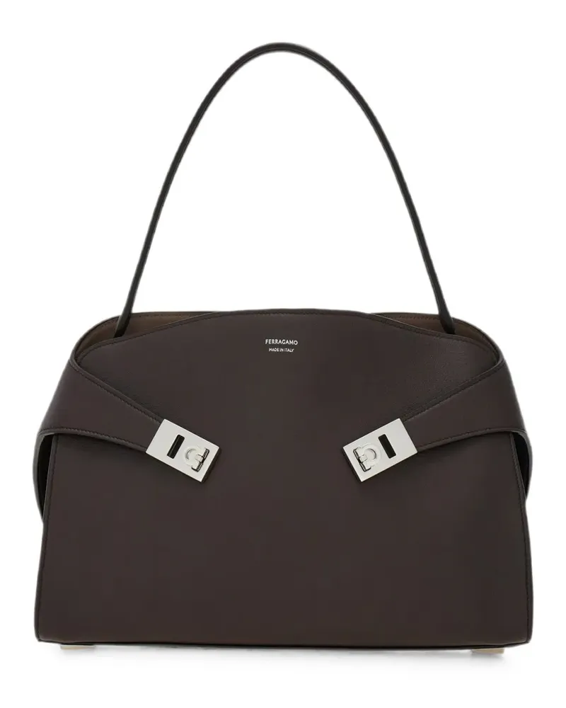 Ferragamo Hug soft bicolour shoulder bag - Braun Braun