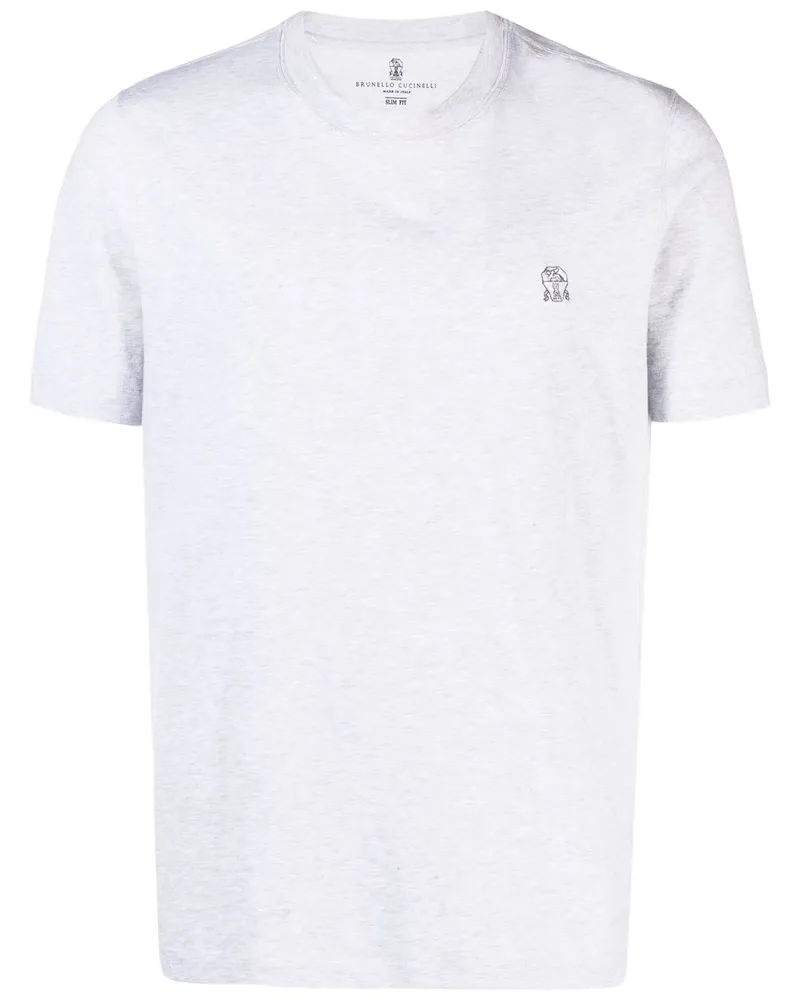 Brunello Cucinelli T-Shirt mit Logo-Stickerei - Grau Grau