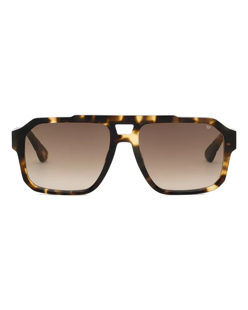 Philipp Plein Geometrische Sonnenbrille in Schildpattoptik - Braun Braun