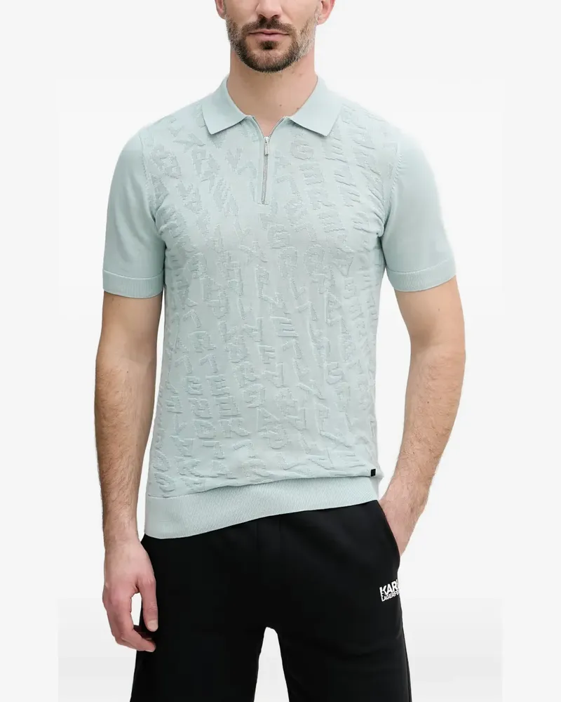 Karl Lagerfeld monogram-jacquard quarter-zip polo shirt - Blau Blau