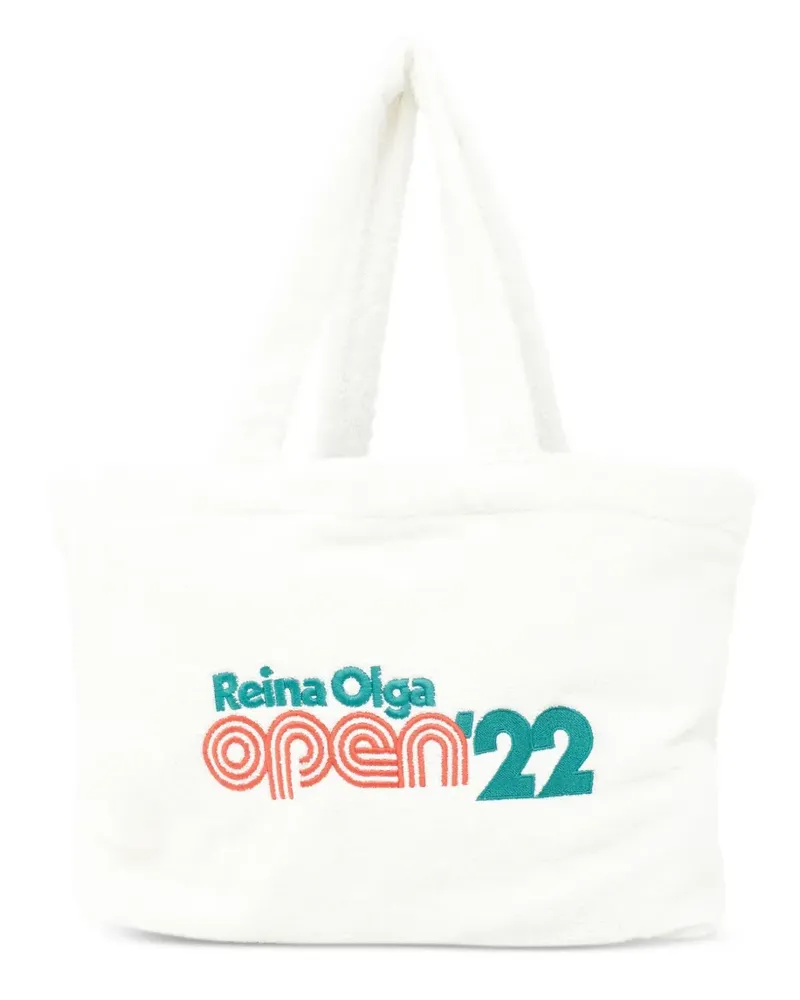 Reina Olga Strandtasche mit Logo-Stickerei - Weiß Weiß