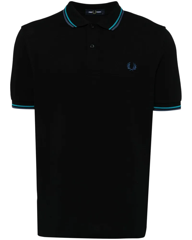 Fred Perry Poloshirt mit Logo-Stickerei - Schwarz Schwarz