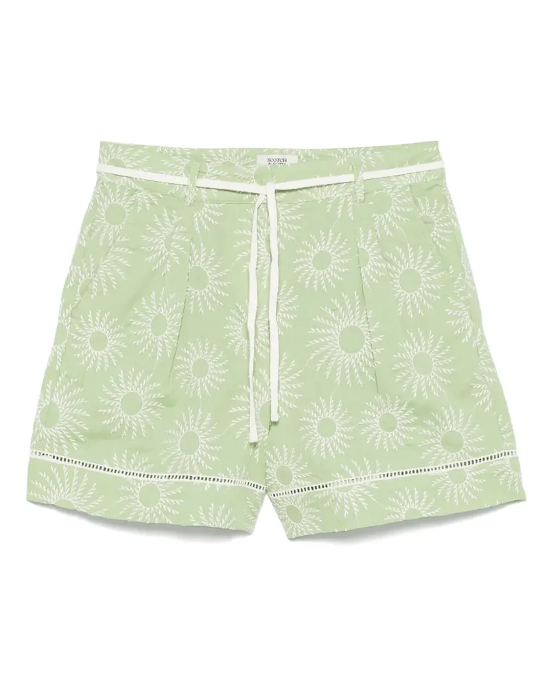 Scotch&Soda Shorts mit Blumenstickerei - Grün Grün