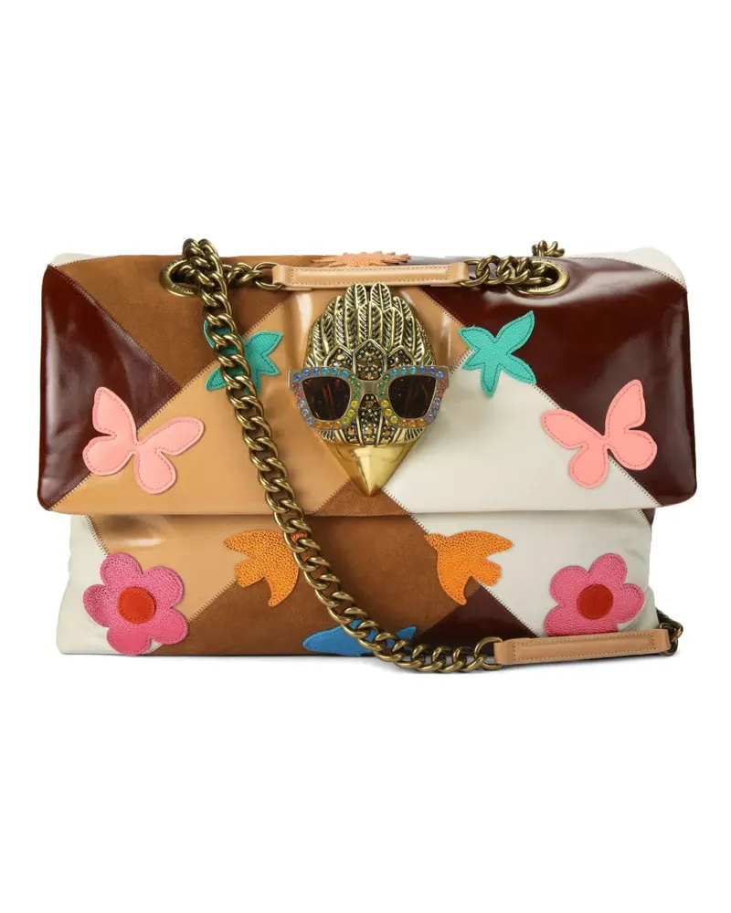 Kurt Geiger Kensington Schultertasche mit Blumen-Patch - Braun Braun