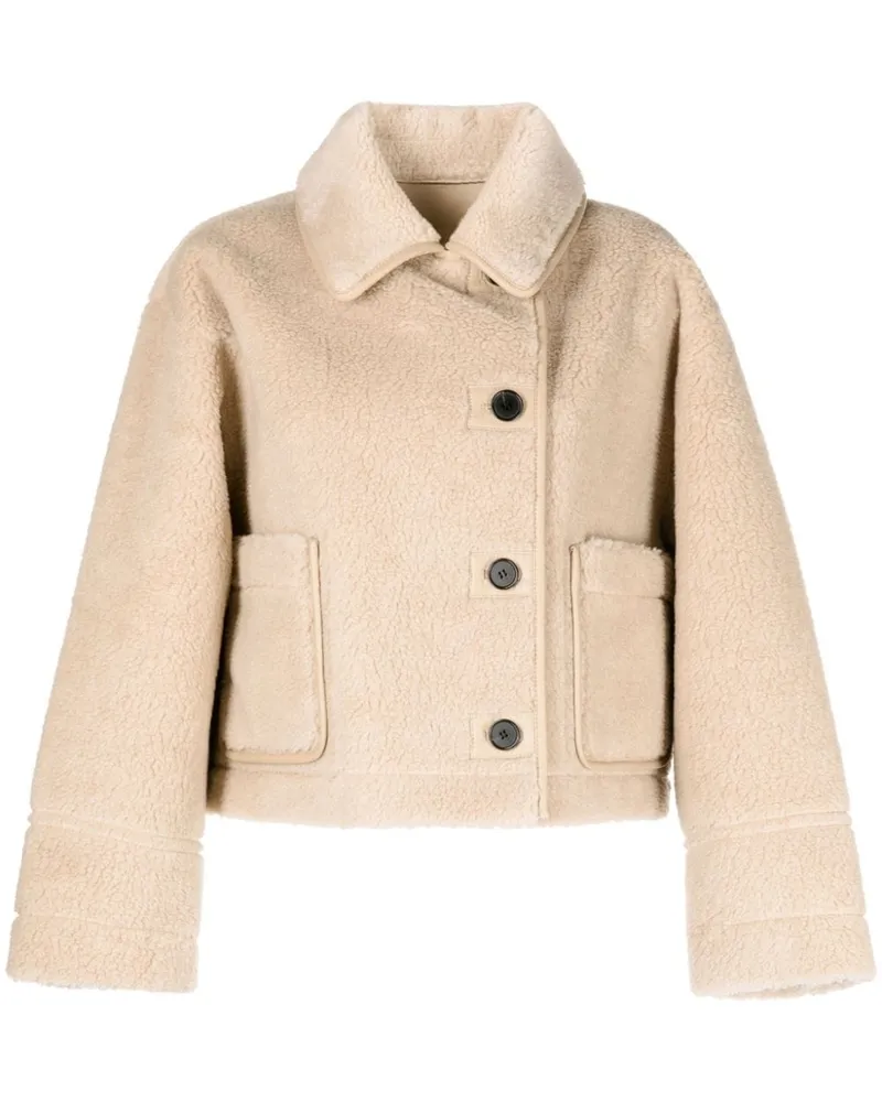 STUDIO TOMBOY Wendbare Cropped-Jacke aus Shearling Braun