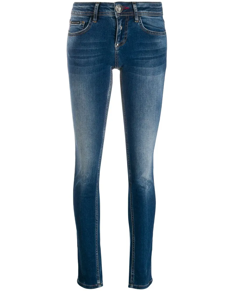 Philipp Plein Schmale 'Statement' Jeans - Blau Blau