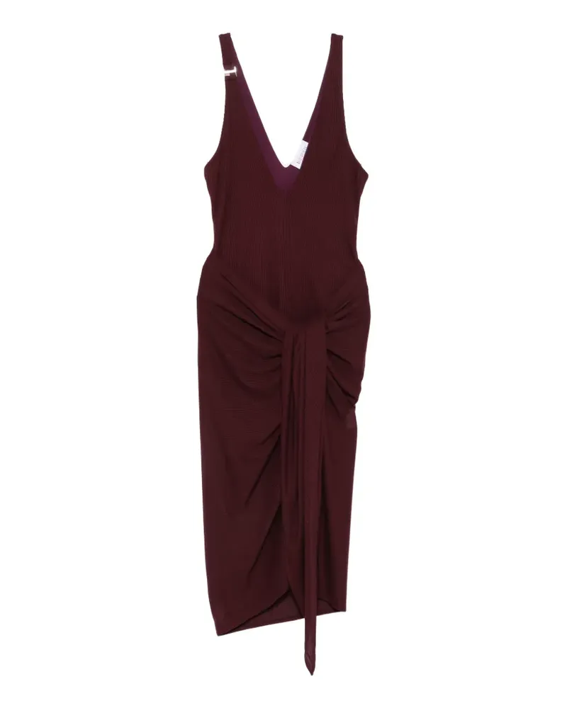 ATTICO ruched V-neck midi dress - Rot Rot