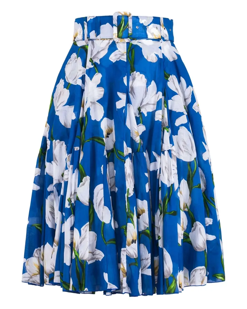 Samantha Sung A-Linien-Rock mit Blumenmuster - Blau Blau