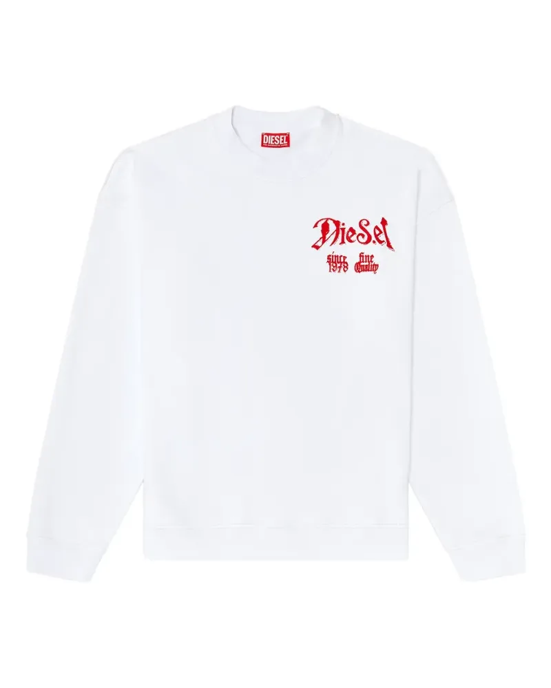 Diesel cotton sweatshirt with flocked graphics - Weiß Weiß