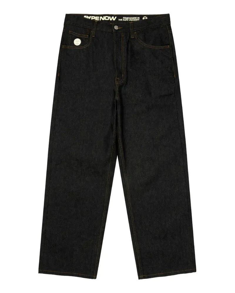 BAPE logo-patch straight-leg jeans - Blau Blau
