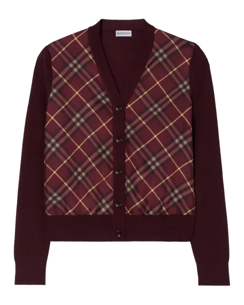 Burberry Check Strickjacke aus Wolle und Seide - Rot Rot
