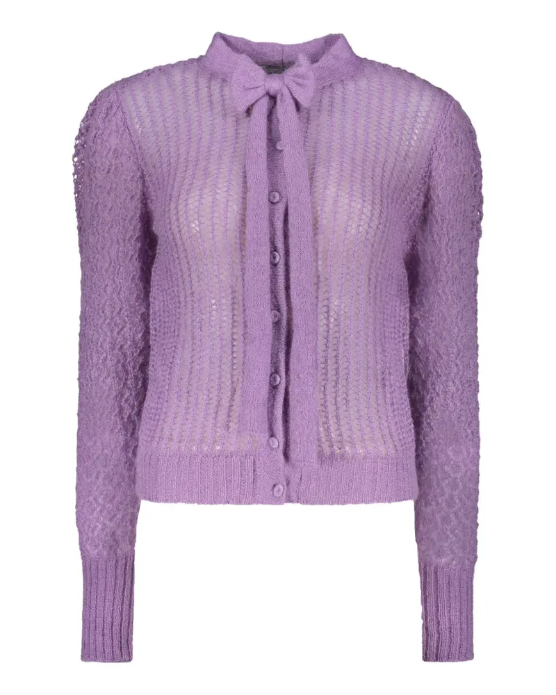 Alberta Ferretti openwork-knit bow-detail cardigan - Violett Violett