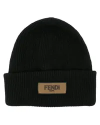 Fendi Beanie mit Logo-Patch Schwarz