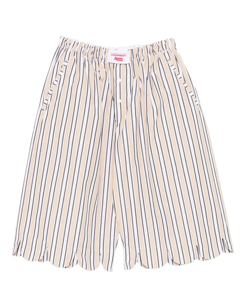 Charles Jeffrey Loverboy striped scalloped shorts - Nude Nude