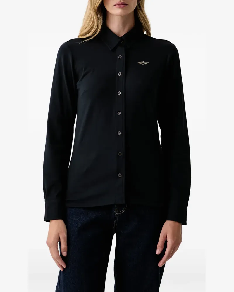 Aeronautica Militare logo-embroidered long-sleeve shirt - Blau Blau