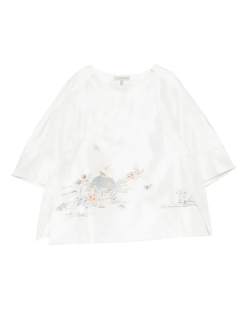 SHIATZY CHEN Top aus Seidensatin mit Stickerei - Weiß Weiß