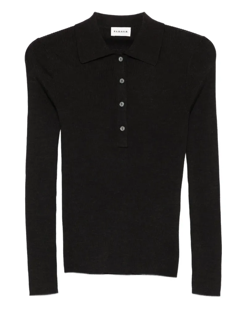 P.A.R.O.S.H. P.A.R.O H. Langärmeliges Poloshirt - Braun Braun