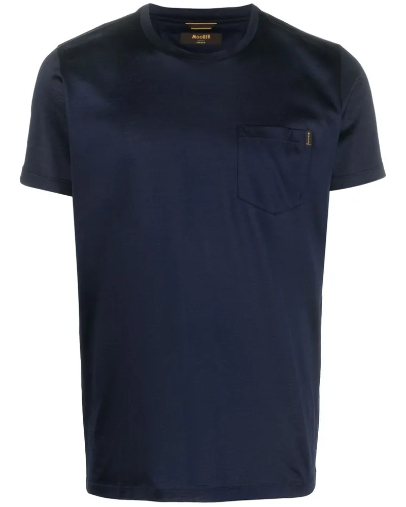 MOORER T-Shirt aus Satin - Blau Blau