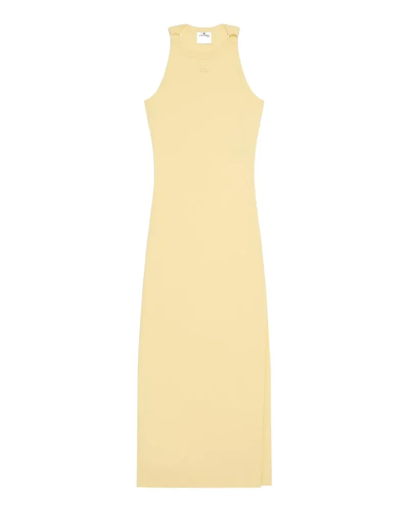 Courrèges Geripptes Strick-Midikleid mit Schnallendetail - Gelb Gelb