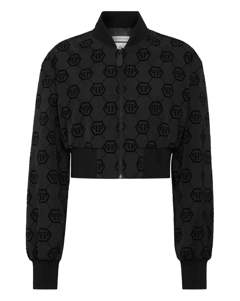 Philipp Plein Beflockte Bomberjacke mit Monogramm - Schwarz Schwarz