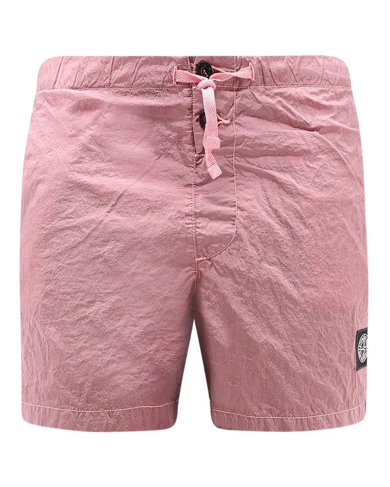 Stone Island drawstring-fastening logo-patch swim shorts - Rosa Rosa