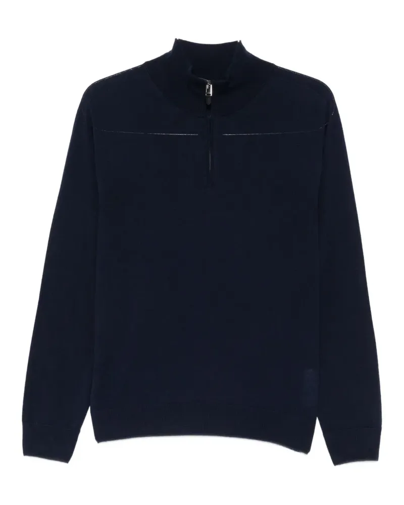 Canali quarter-zip knitted sweater - Blau Blau