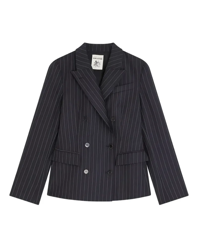 Semicouture Doppelreihiger Janel Blazer mit Nadelstreifen - Blau Blau