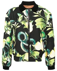 Roberto Cavalli Twill-Bomberjacke mit Zitronen-Print Schwarz