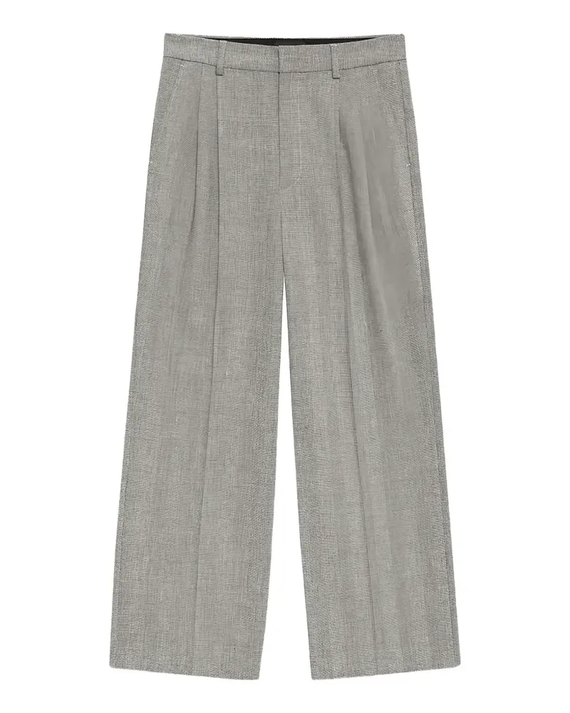 Anine Bing herringbone-pattern pleated trousers - Nude Nude