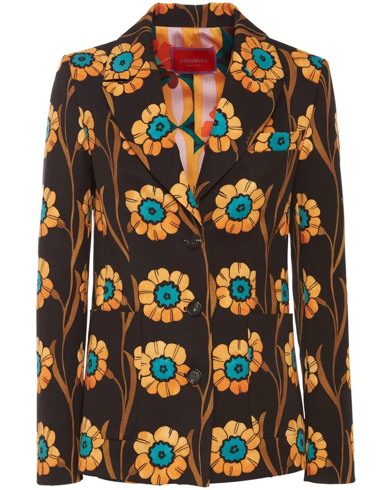 La DoubleJ Blazer mit Blumen-Print - Schwarz Schwarz