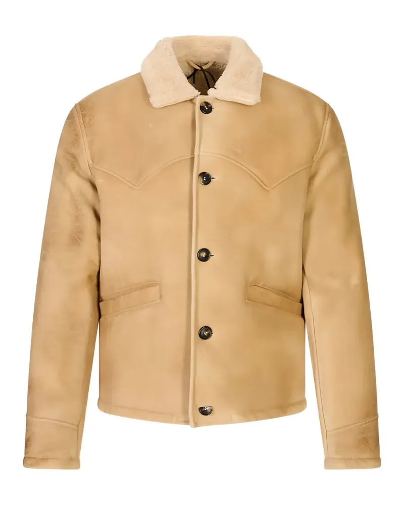 Stewart shearling-collar leather jacket - Braun Braun