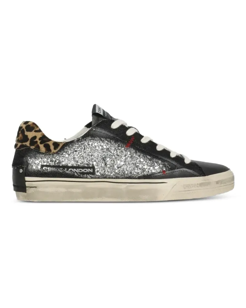 Crime Desconstructed Sneakers mit Leopardenprint und Glitter-Detail - Schwarz Schwarz