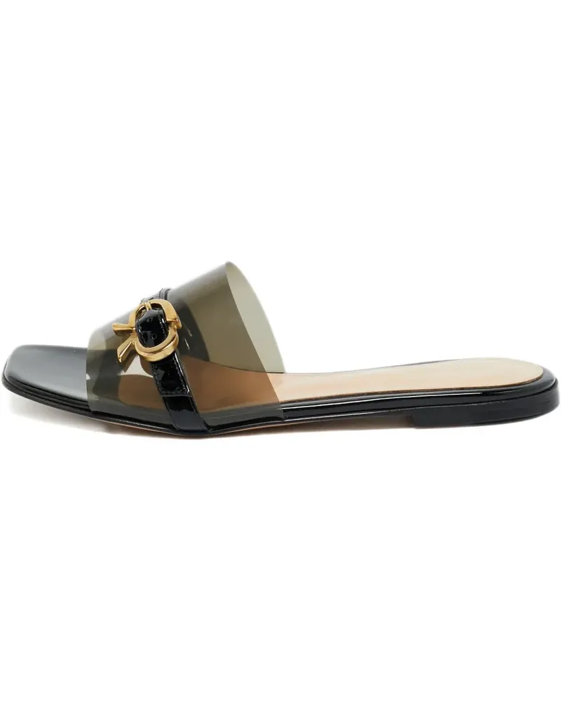 Gianvito Rossi black patent-leather slides - Weiß Weiß