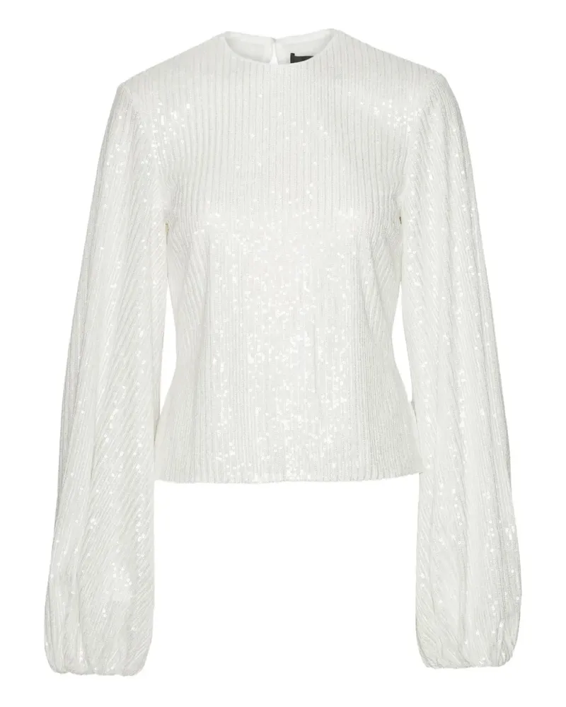 ROTATE Birger Christensen Langarmshirt mit Pailletten - Weiß Weiß