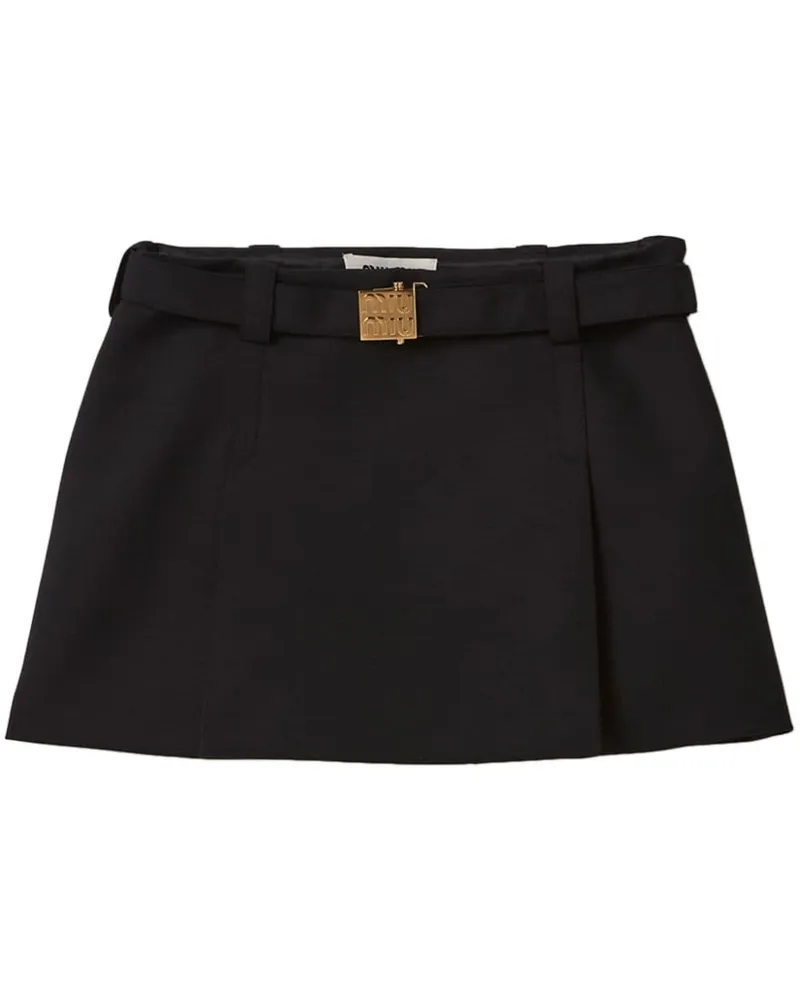 Miu Miu Minirock mit Logo-Schild - Schwarz Schwarz