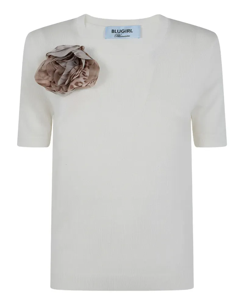 Blumarine floral-appliqué short-sleeve T-Shirt - Nude Nude