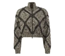 Cardigan mit Rautenmuster - Nude