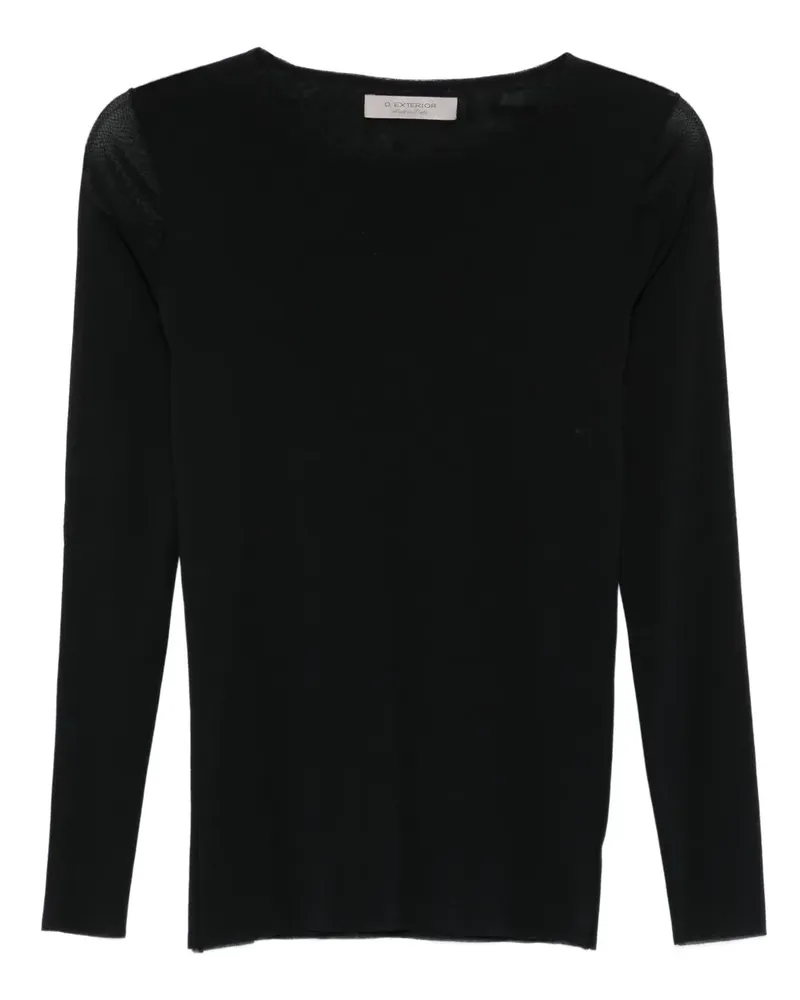 D.EXTERIOR Langarmshirt mit Mesh-Einsatz - Schwarz Schwarz