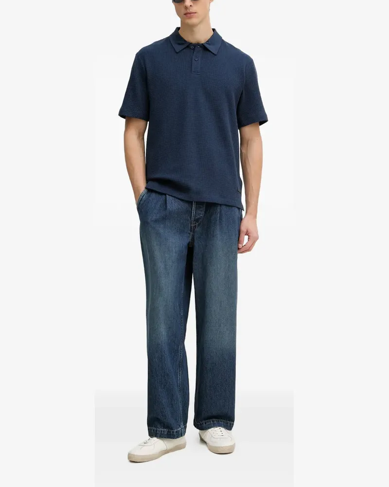 Trussardi waffle-knit short-sleeve polo shirt - Blau Blau