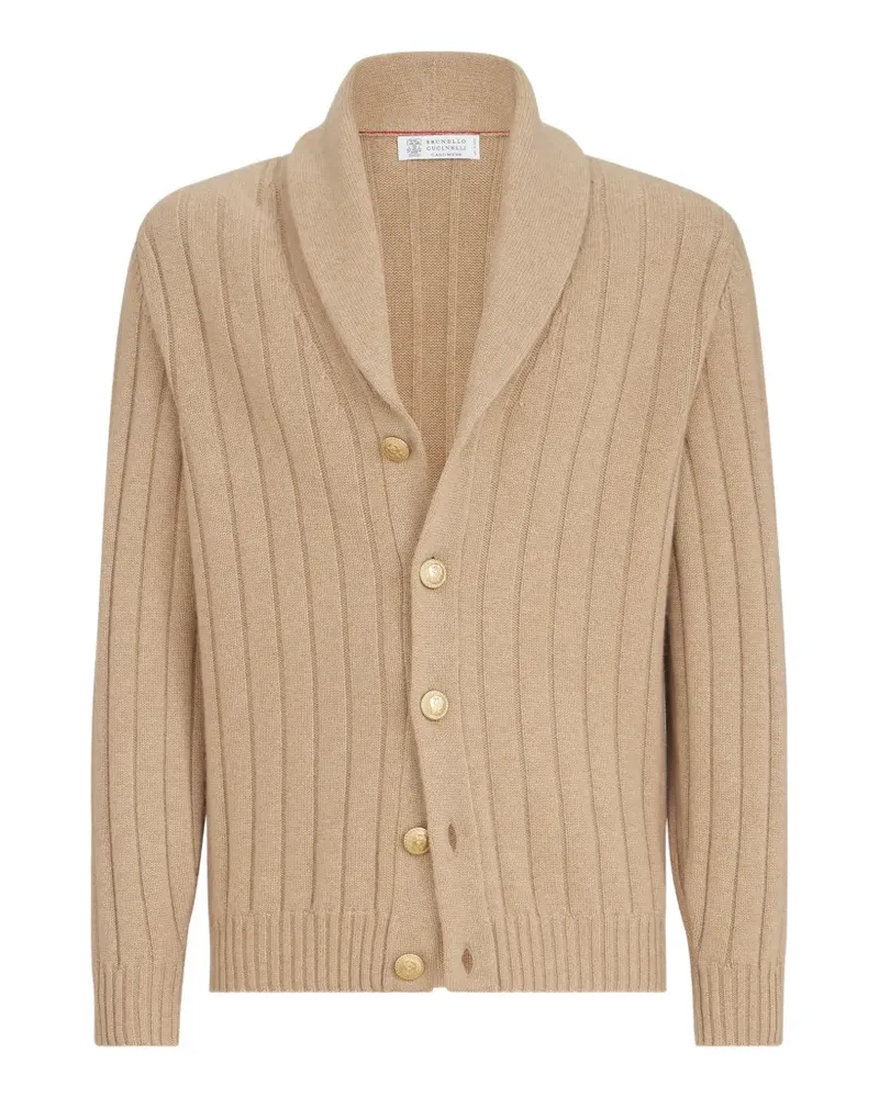 Brunello Cucinelli Gerippter Kaschmircardigan - Nude Nude
