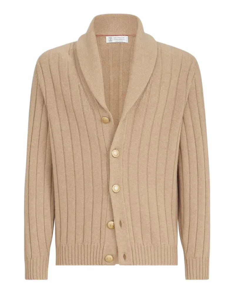 Brunello Cucinelli Gerippter Kaschmircardigan - Nude Nude