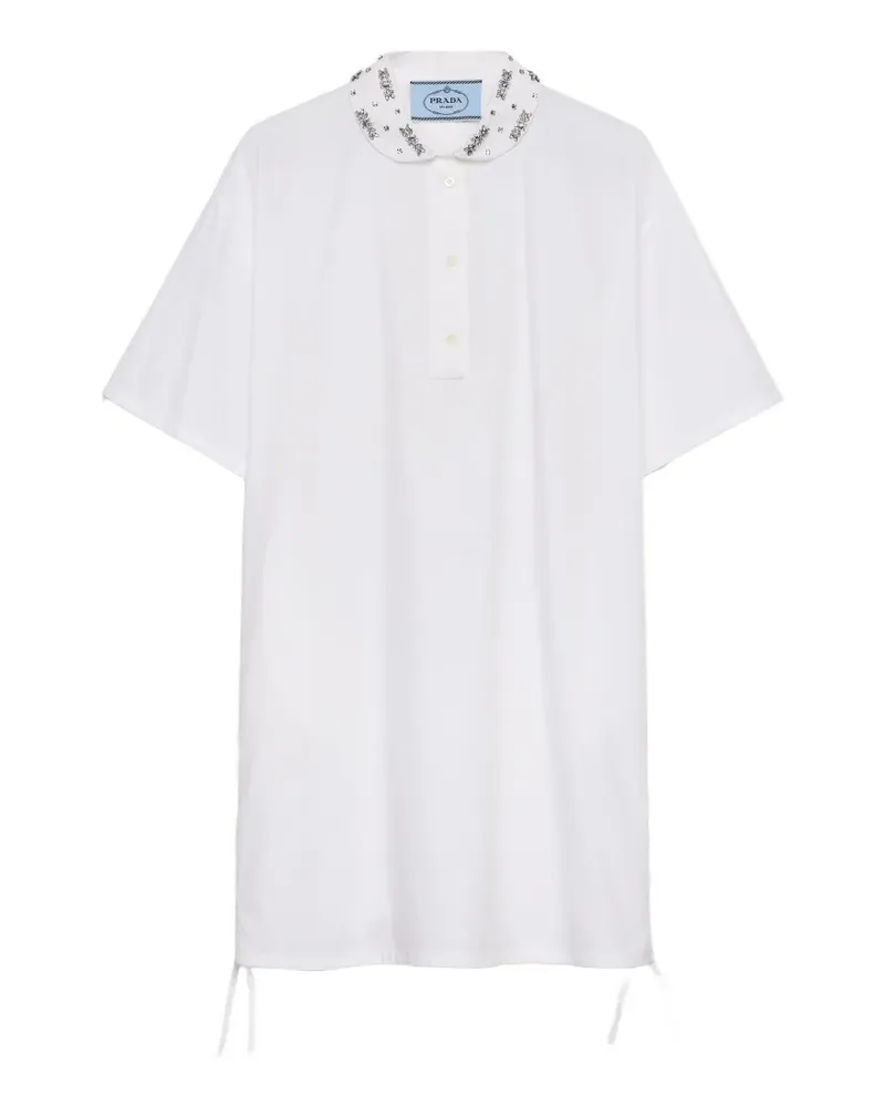 Prada embroidered poplin mini-dress - Weiß Weiß